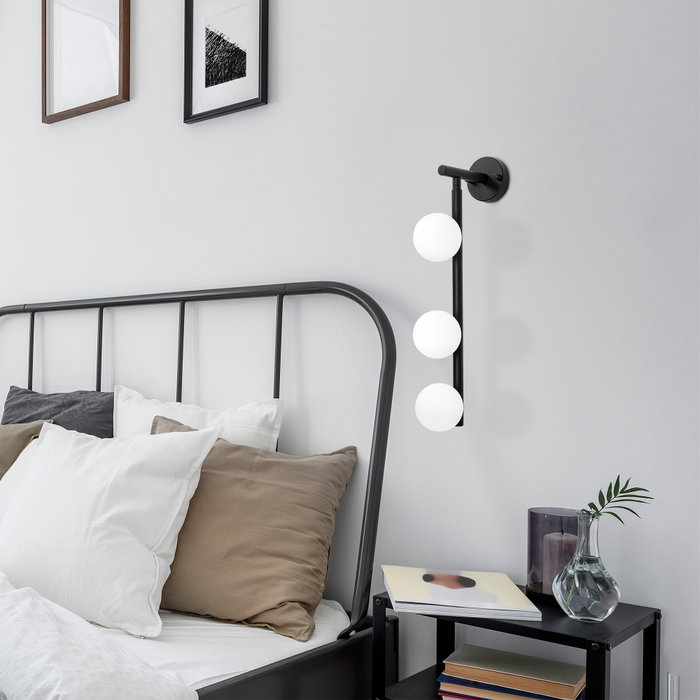 Opviq Domino - 11040 Lámpara de pared de metal y cristal blanco y negro